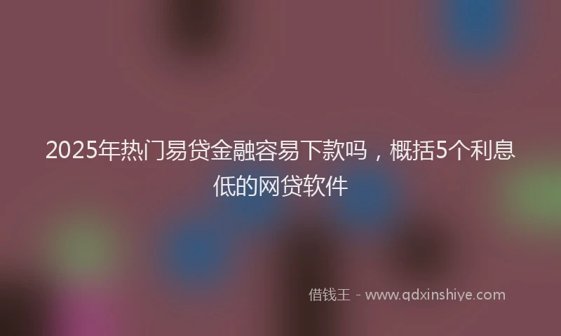 2025年热门易贷金融容易下款吗，概括5个利息低的网贷软件