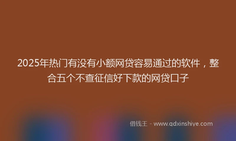 2025年热门有没有小额网贷容易通过的软件，整合五个不查征信好下款的网贷口子