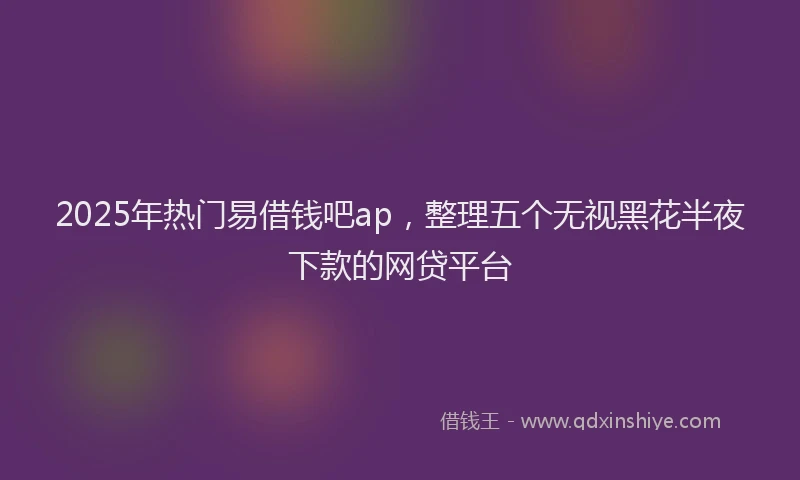 2025年热门易借钱吧ap，整理五个无视黑花半夜下款的网贷平台