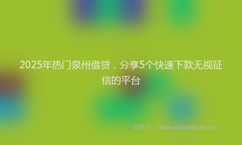2025年热门泉州借贷，分享5个快速下款无视征信的平台