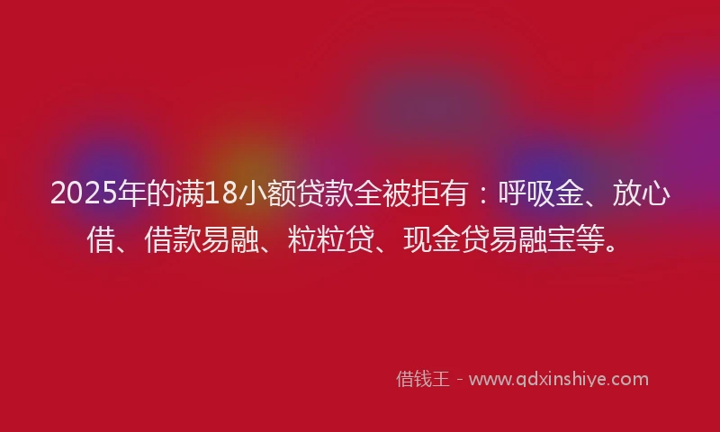 2025年的满18小额贷款全被拒有：呼吸金、放心借、借款易融、粒粒贷、现金贷易融宝等。