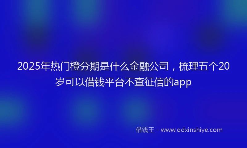 2025年热门橙分期是什么金融公司，梳理五个20岁可以借钱平台不查征信的app