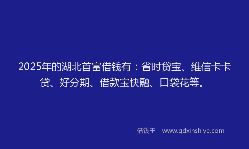 2025年的湖北首富借钱有：省时贷宝、维信卡卡贷、好分期、借款宝快融、口袋花等。