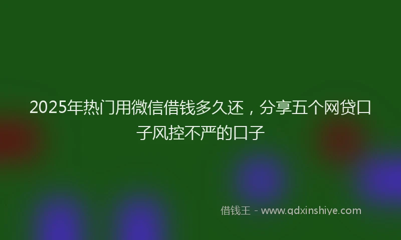 2025年热门用微信借钱多久还，分享五个网贷口子风控不严的口子