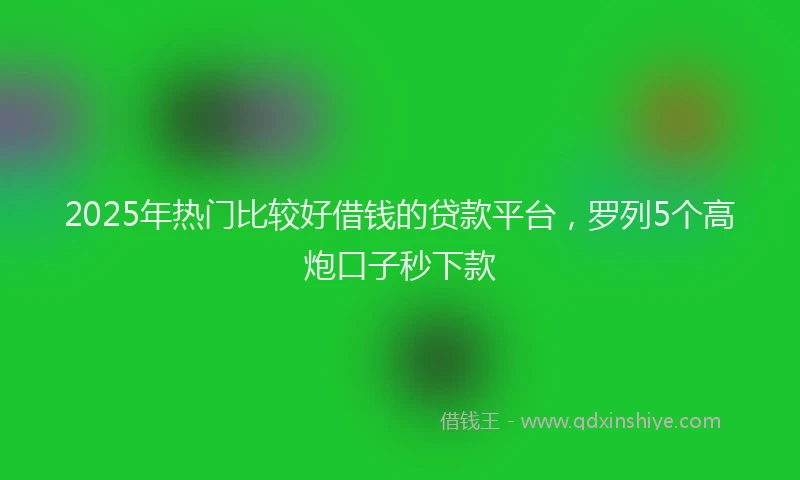 2025年热门比较好借钱的贷款平台，罗列5个高炮口子秒下款