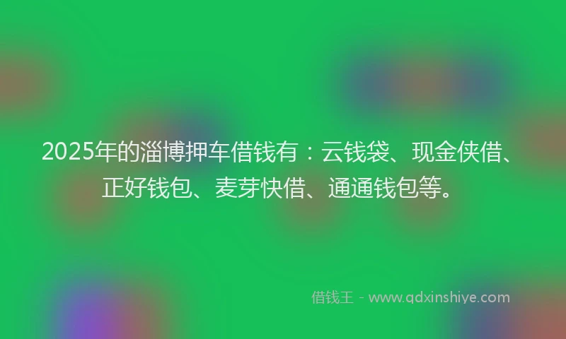 2025年的淄博押车借钱有：云钱袋、现金侠借、正好钱包、麦芽快借、通通钱包等。