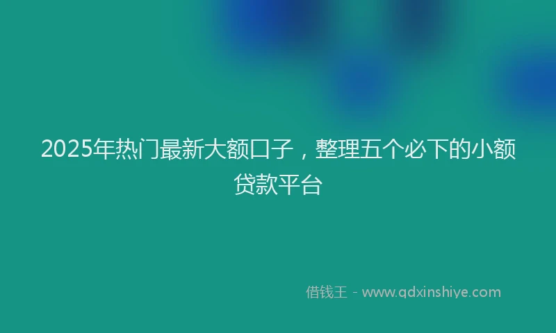 2025年热门最新大额口子，整理五个必下的小额贷款平台