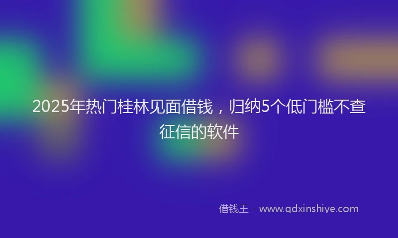 2025年热门桂林见面借钱，归纳5个低门槛不查征信的软件
