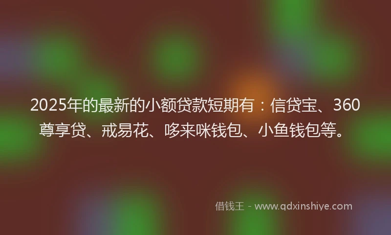 2025年的最新的小额贷款短期有：信贷宝、360尊享贷、戒易花、哆来咪钱包、小鱼钱包等。