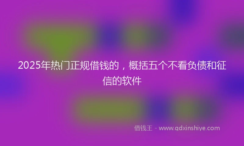 2025年热门正规借钱的，概括五个不看负债和征信的软件
