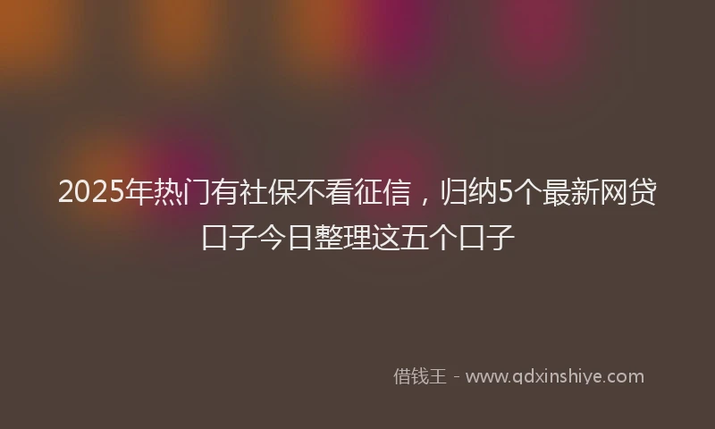 2025年热门有社保不看征信，归纳5个最新网贷口子今日整理这五个口子