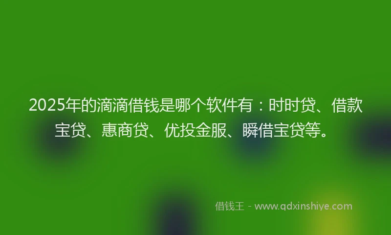 2025年的滴滴借钱是哪个软件有：时时贷、借款宝贷、惠商贷、优投金服、瞬借宝贷等。