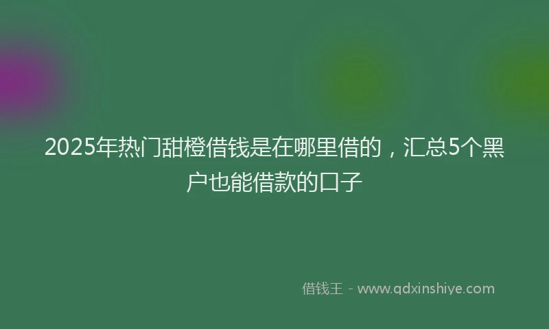 2025年热门甜橙借钱是在哪里借的，汇总5个黑户也能借款的口子
