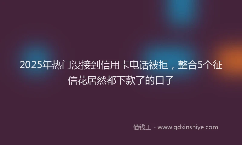 2025年热门没接到信用卡电话被拒，整合5个征信花居然都下款了的口子