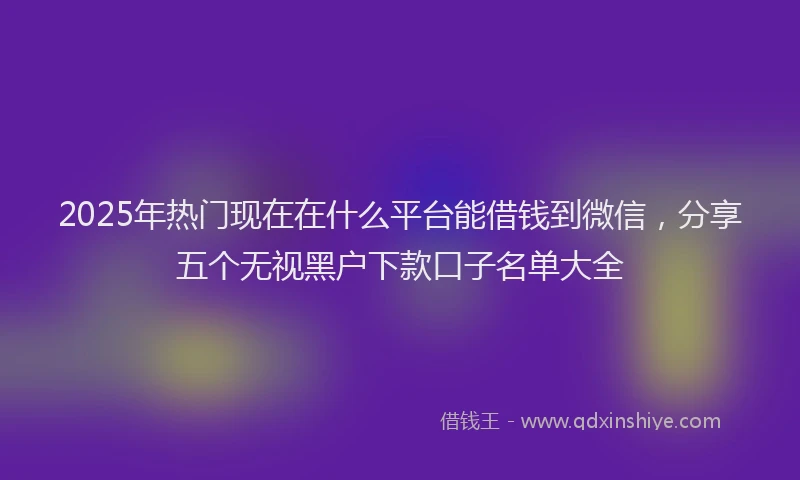 2025年热门现在在什么平台能借钱到微信，分享五个无视黑户下款口子名单大全