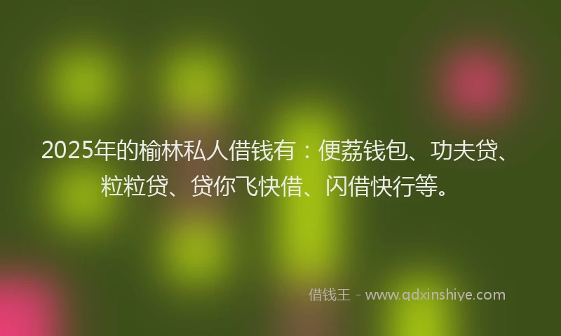 2025年的榆林私人借钱有：便荔钱包、功夫贷、粒粒贷、贷你飞快借、闪借快行等。