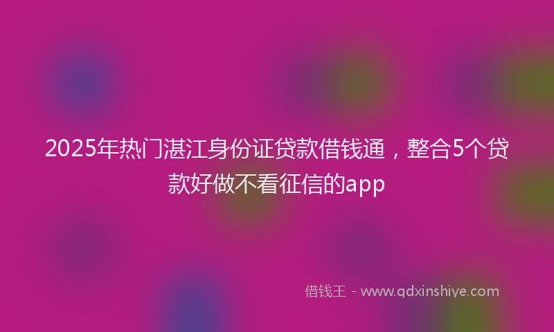 2025年热门湛江身份证贷款借钱通，整合5个贷款好做不看征信的app
