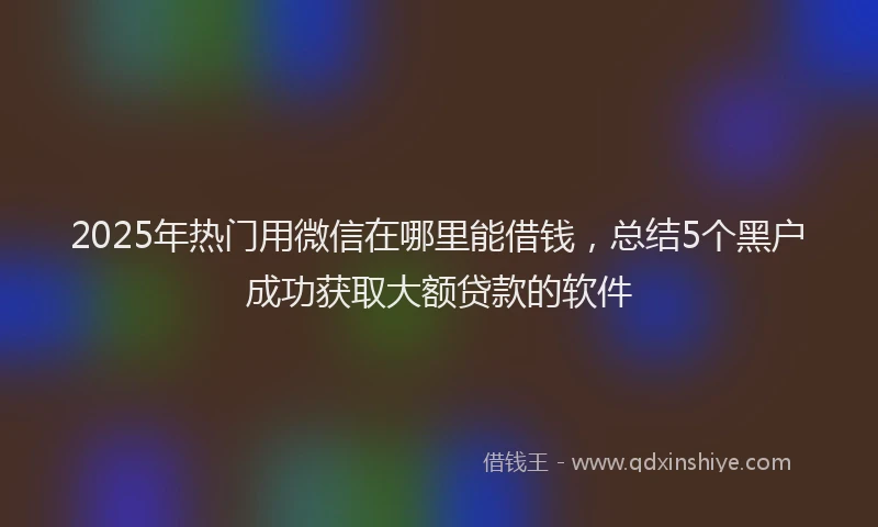 2025年热门用微信在哪里能借钱，总结5个黑户成功获取大额贷款的软件