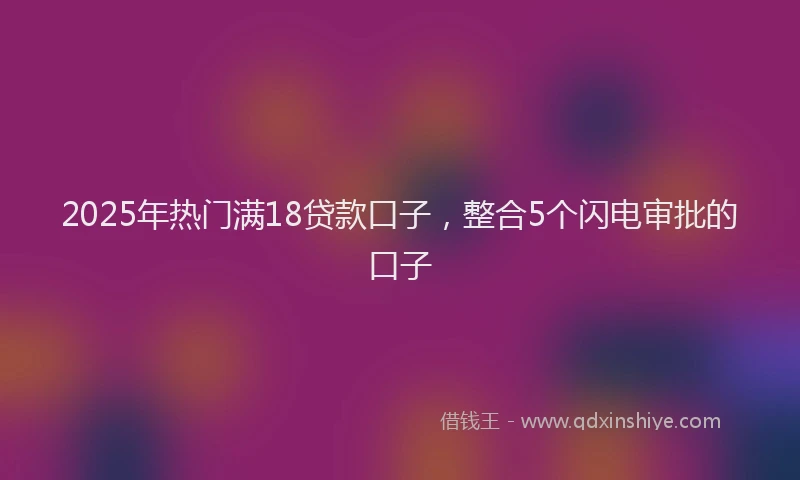 2025年热门满18贷款口子，整合5个闪电审批的口子