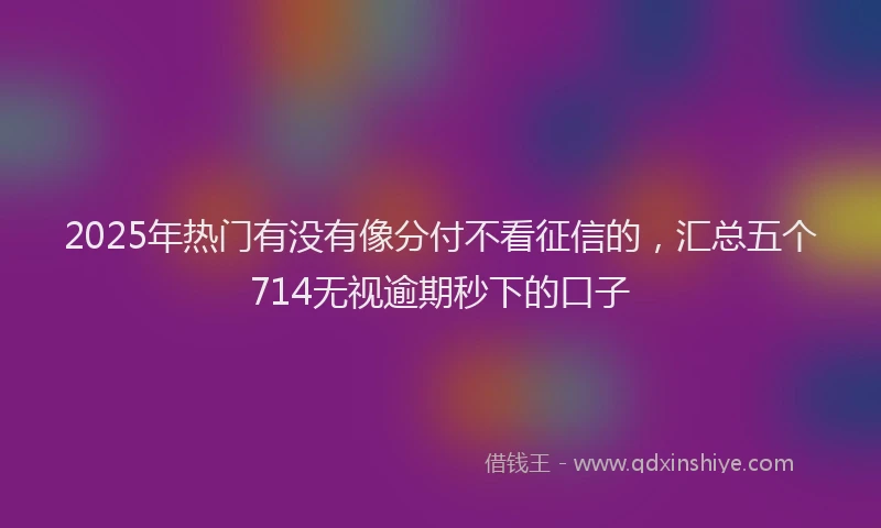 2025年热门有没有像分付不看征信的，汇总五个714无视逾期秒下的口子