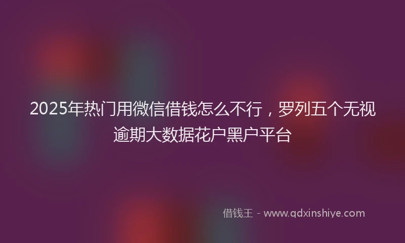 2025年热门用微信借钱怎么不行，罗列五个无视逾期大数据花户黑户平台