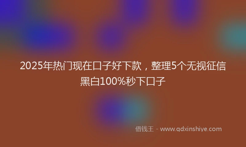 2025年热门现在口子好下款，整理5个无视征信黑白100%秒下口子