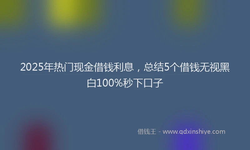 2025年热门现金借钱利息，总结5个借钱无视黑白100%秒下口子