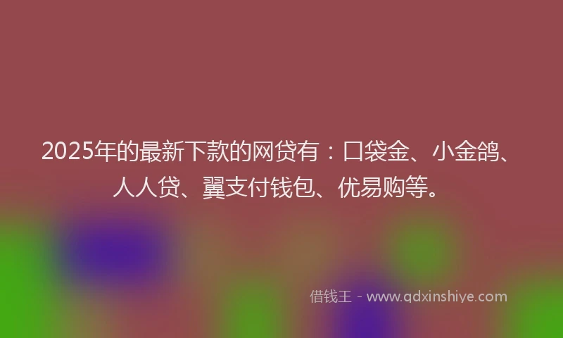 2025年的最新下款的网贷有：口袋金、小金鸽、人人贷、翼支付钱包、优易购等。