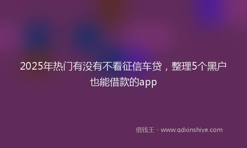 2025年热门有没有不看征信车贷，整理5个黑户也能借款的app