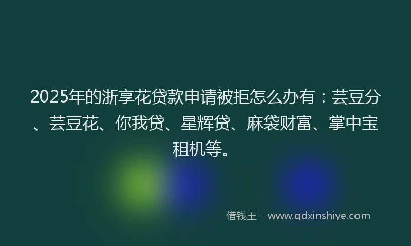 2025年的浙享花贷款申请被拒怎么办有：芸豆分、芸豆花、你我贷、星辉贷、麻袋财富、掌中宝租机等。