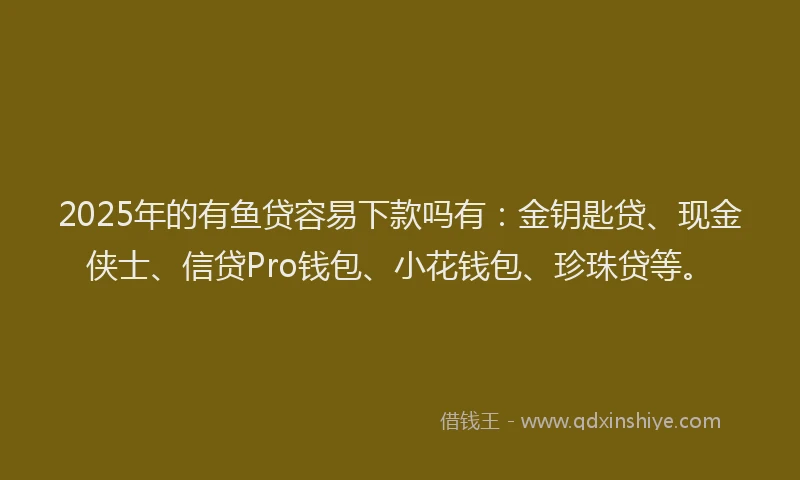 2025年的有鱼贷容易下款吗有：金钥匙贷、现金侠士、信贷Pro钱包、小花钱包、珍珠贷等。