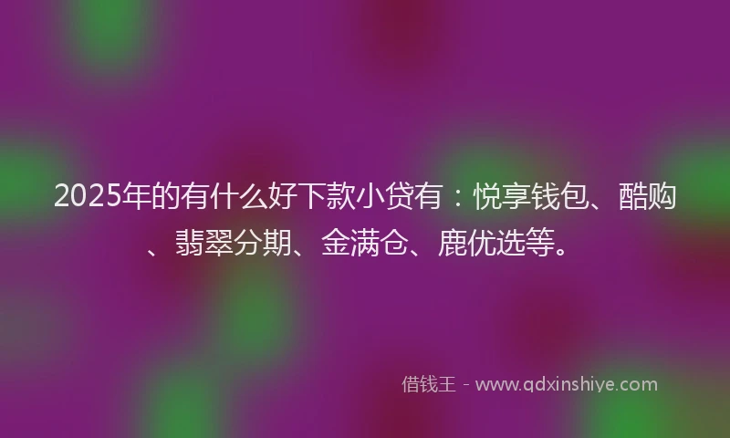 2025年的有什么好下款小贷有：悦享钱包、酷购、翡翠分期、金满仓、鹿优选等。