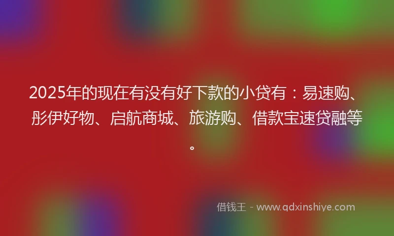 2025年的现在有没有好下款的小贷有：易速购、彤伊好物、启航商城、旅游购、借款宝速贷融等。