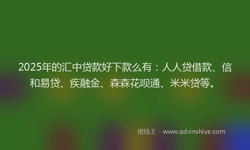 2025年的汇中贷款好下款么有：人人贷借款、信和易贷、疾融金、森森花呗通、米米贷等。