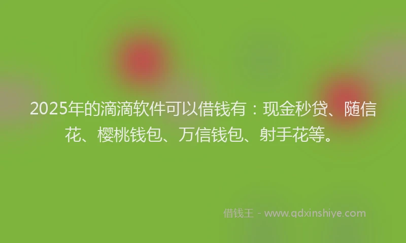 2025年的滴滴软件可以借钱有：现金秒贷、随信花、樱桃钱包、万信钱包、射手花等。