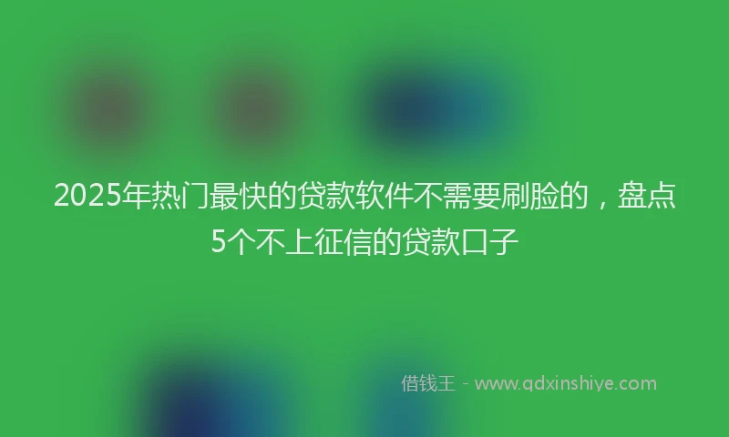 2025年热门最快的贷款软件不需要刷脸的，盘点5个不上征信的贷款口子