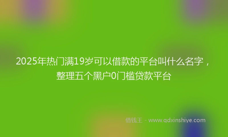 2025年热门满19岁可以借款的平台叫什么名字，整理五个黑户0门槛贷款平台