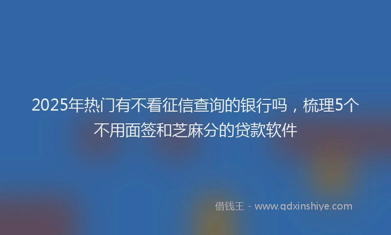 2025年热门有不看征信查询的银行吗，梳理5个不用面签和芝麻分的贷款软件
