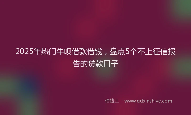 2025年热门牛呗借款借钱，盘点5个不上征信报告的贷款口子