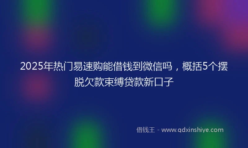 2025年热门易速购能借钱到微信吗，概括5个摆脱欠款束缚贷款新口子