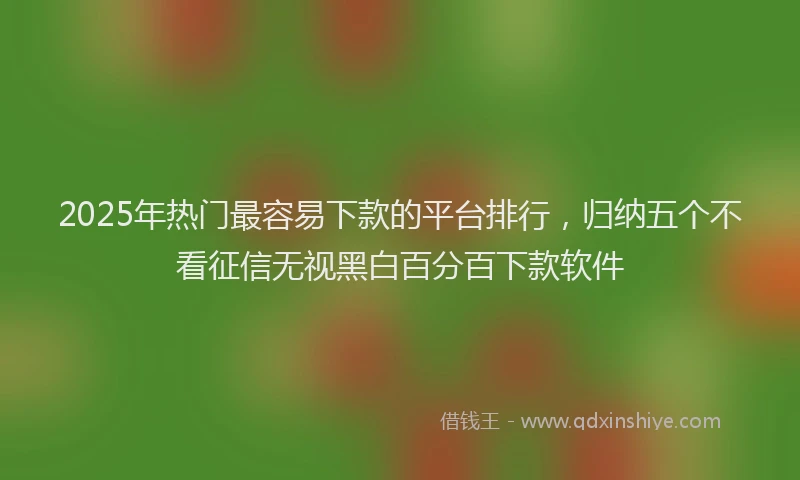 2025年热门最容易下款的平台排行，归纳五个不看征信无视黑白百分百下款软件