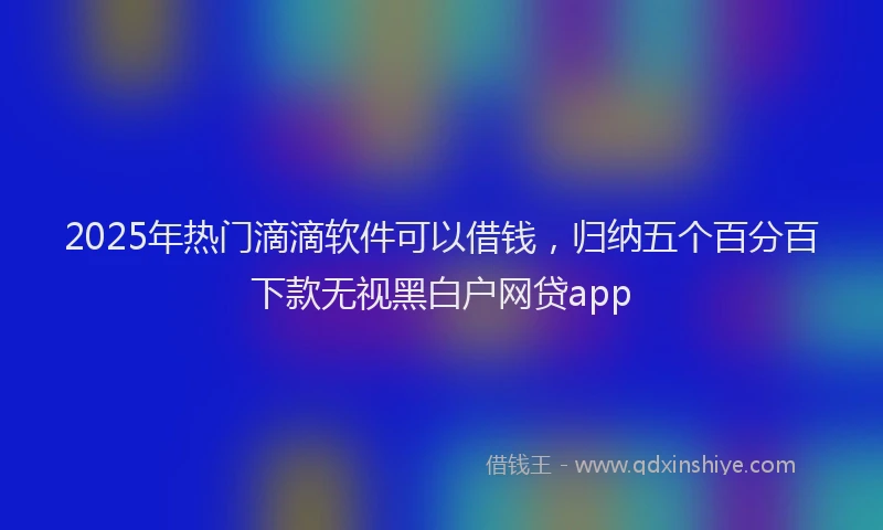 2025年热门滴滴软件可以借钱，归纳五个百分百下款无视黑白户网贷app