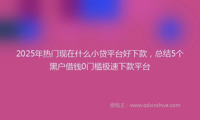 2025年热门现在什么小贷平台好下款，总结5个黑户借钱0门槛极速下款平台