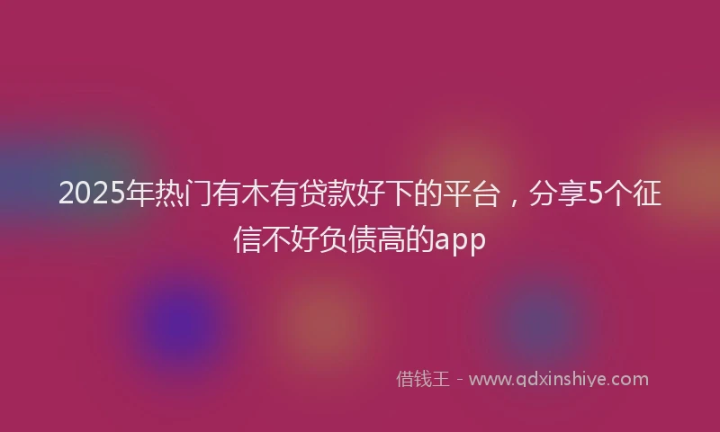 2025年热门有木有贷款好下的平台，分享5个征信不好负债高的app