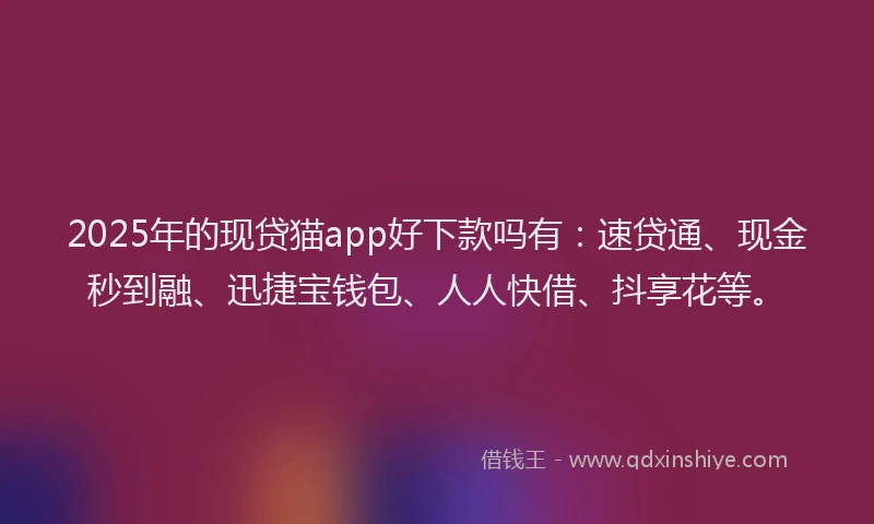2025年的现贷猫app好下款吗有：速贷通、现金秒到融、迅捷宝钱包、人人快借、抖享花等。
