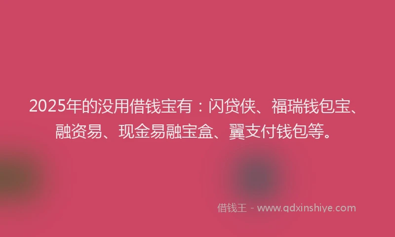 2025年的没用借钱宝有：闪贷侠、福瑞钱包宝、融资易、现金易融宝盒、翼支付钱包等。
