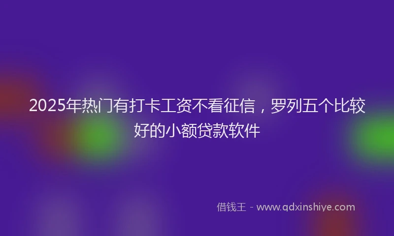 2025年热门有打卡工资不看征信，罗列五个比较好的小额贷款软件