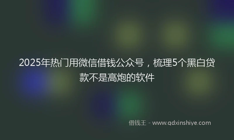 2025年热门用微信借钱公众号，梳理5个黑白贷款不是高炮的软件