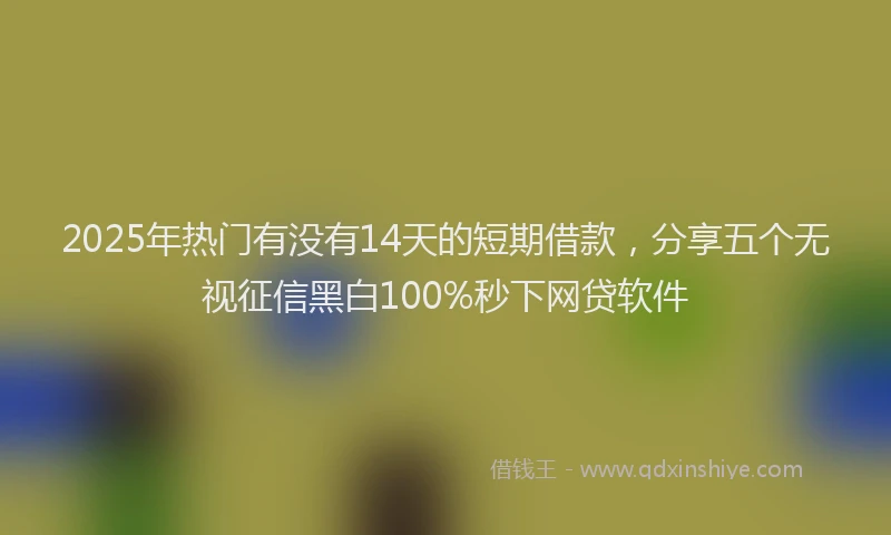 2025年热门有没有14天的短期借款，分享五个无视征信黑白100%秒下网贷软件