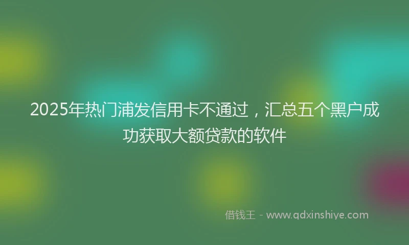 2025年热门浦发信用卡不通过，汇总五个黑户成功获取大额贷款的软件